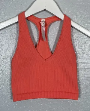 Free People Movement Women XS Orange Pink Free Throw Crop Top Ribbed Athleisure thumbnail 1