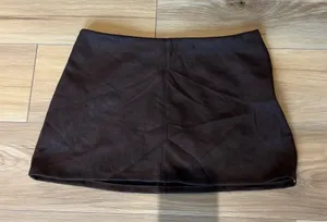 Sincerely Jules Brown Faux Suede Mini Skirt thumbnail 1
