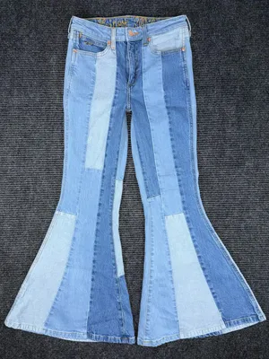 Wrangler x Lainey Wilson Denim Patchwork Super Flare Bell Bottom Jean 26x30 NWOT thumbnail 1