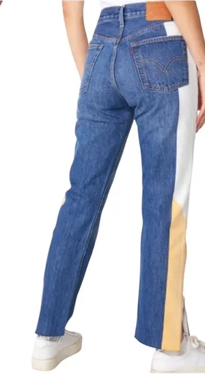 LEVIS Colorblock High-Rise MOTO SHOW TEETH ZIPPER CUFF Jeans 27 thumbnail 1