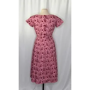 GAL MEETS GLAM Hallie Dress Paisley Floral Pink Purple Box Pleats Pockets Size 8 thumbnail 9