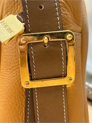 Loewe Vintage Anagram Embossed Camel Gold Leather Camera Shoulder Bag Amazona thumbnail 4