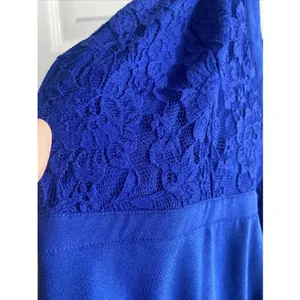 Royal Blue Lace Halter Mini Dress Womens Size M Fit Flare Cocktail Party Y2K thumbnail 3