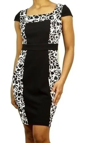 Marc New York Print Ribbed Panel Cap Sleeve‎ Dress Size 2 thumbnail 1