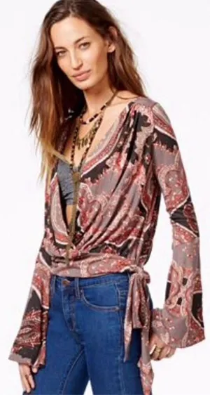 Free People Fiona bell sleeve hippy paisley boho blouse thumbnail 1