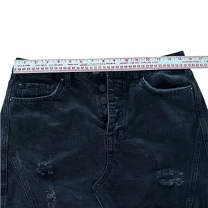 We The Free Black Denim Distressed Mini Skirt Euc thumbnail 4