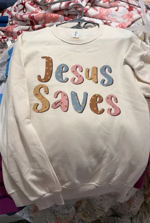 Boutique Jesus saves sweatshirt thumbnail 1