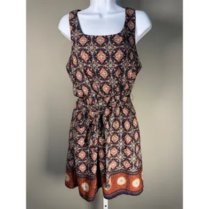 Francesca's Boho Geometric Tie Waist Mini Dress Festival‎ Cottagecore Medium thumbnail 2