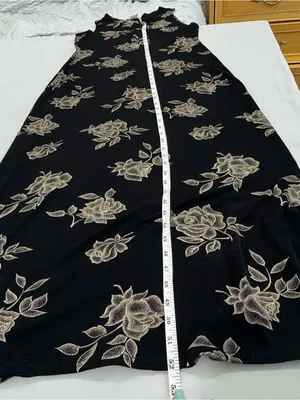 Vintage‎ JALATE black and rose gold floral maxi dress Medium thumbnail 8