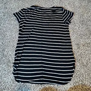 White House Black Market Black‎ White Striped Scoop Neck Tee Shirt Womens Medium thumbnail 6