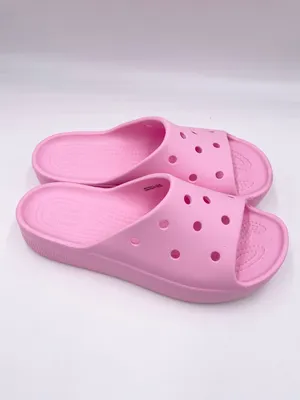 Crocs Classic Platform Slide Sandals Women's Size 9 Flamingo Pink Y2K Barbiecore thumbnail 2