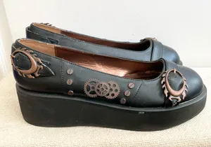 Hades KITTYHAWK BLACK PLATFORMS Steampunk Size 10 Leather thumbnail 1