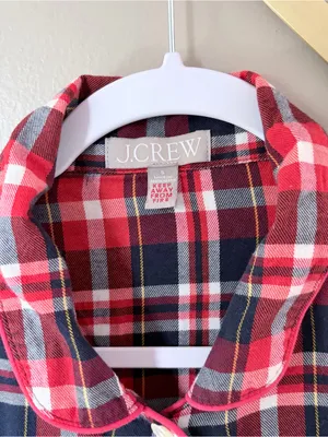 J.Crew Plaid Pajama Flannel Set Women Small Red Navy Blue Cotton NWOT thumbnail 4