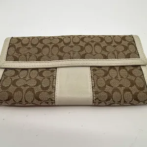Coach Continental Brown Signature C Canvas Leather Wallet thumbnail 3