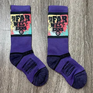 Purple & Black 2017 Far Westerns Volleyball Crew Socks thumbnail 1