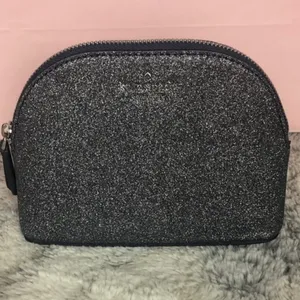 Kate Spade Black Glitter Dome Cosmetic Case Makeup Bag NWT thumbnail 3