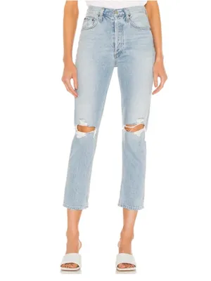 AGOLDE Riley Ripped Straight Leg Jeans in Clear Skies Size US thumbnail 11