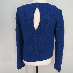 Abercrombie & Fitch Women's Royal Blue Keyhole Back Cable Knit‎ Sweater| XS thumbnail 2