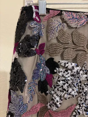 VICI Medium Floral Sequin Embroidered Mesh Mini Skirt Party Holiday thumbnail 6