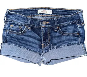 Hollister Low Rise Micro Mini Jean Booty Shorts Dark Wash Denim Sz 24 y2k grunge thumbnail 1