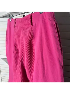 Vintage 90s hot pink pants cotton wide legs high waist 2 pockets sz M thumbnail 9