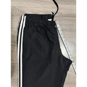 Y2K Adidas Women Black Three Stripe Track Pants L Mesh Lined Zipper Cuffs AZF001 thumbnail 5