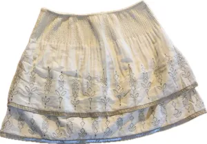 White House Black Market Skirt Womens XS Ivory Floral A-Line Mini Tiered thumbnail 1