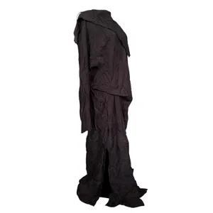 ZARA NWT Brown Crinkle Jacquard Maxi Dress Sz M Avant Garde Dark Romantic thumbnail 3