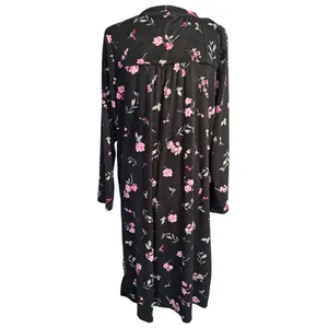 Aerie Floral Long-Sleeve Nightgown – Black/Pink Dark Floral– Size XL-Cozy Velour thumbnail 2