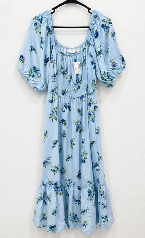The Children’s Place Girls Blue Floral Puff Sleeve Midi Dress Size L NWT thumbnail 1