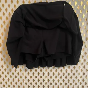 Pleated skort tennis skirt shorts black goth schoolgirl size L thumbnail 3