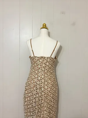 Showpo Ruth Midi Dress Natural Floral Lace Strappy Slip Dress US 10 NWT thumbnail 8