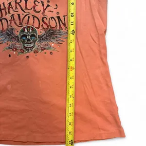 Harley Davidson Women's Tank Top Lace Up Back Sugar Skull Rhinestone Biker thumbnail 2