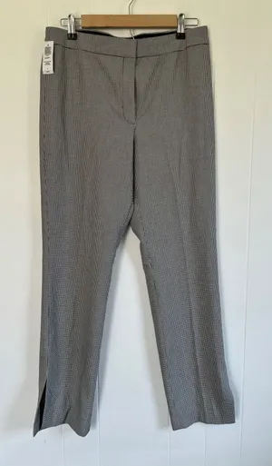 NWT Babaton Atelier Numero Pants Womens 12 Black White Mini Houndstooth Mid Rise thumbnail 1