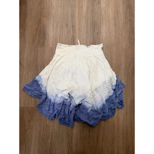 Free People Blue White Ombre Smocked Mini Skirt Textured Ruffle Boho XS thumbnail 3