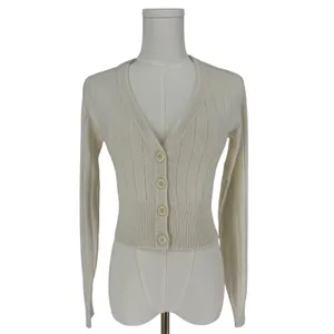 NAADAM Cream Wool Cashmere Ribbed Cropped Cardigan XS thumbnail 2