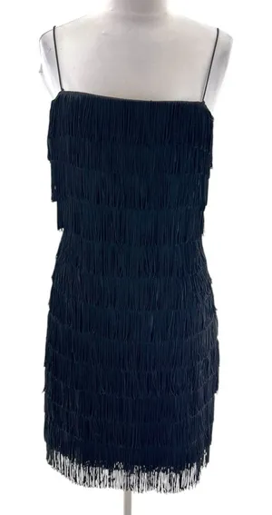 JS Collections Vintage fringe dress black‎ sz 8 flapper thumbnail 1