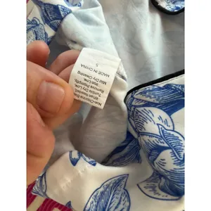 Blue White Floral Pajama Set Medium Button Front Shorts Lounge Sleepwear thumbnail 10