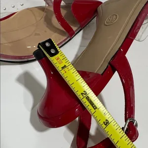 A New Day Red and Clear Heart Heels NWOT thumbnail 5
