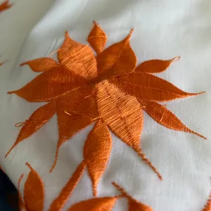 VTG Prairie Dainty Embroidered Floral Scalloped Maxi Dress XS White Orange thumbnail 7
