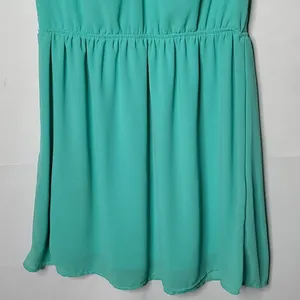 NWOT Freebird sheer poof sleeve vneck green dress sz Sm thumbnail 3