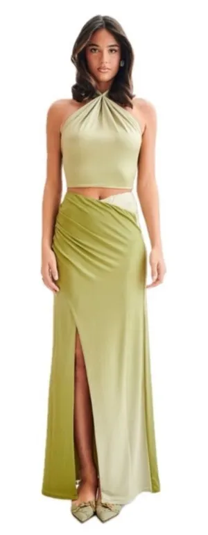 Meshki Bronwyn Slinky Maxi Skirt Gradient Ombre Green Womens Size XS‎ thumbnail 1