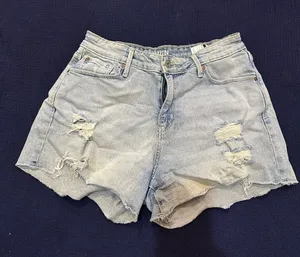 Levi's Light Blue Distressed Denim Shorts thumbnail 1