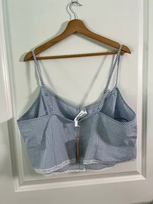 NWT Skims Cotton Poplin Sleep Tank Blue White Coastal Size XL thumbnail 6