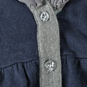 Esther's Archive‎ Navy Blue Cotton Cashmere Ruffle Bow Cardigan Sweater Small thumbnail 5