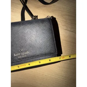 Kate Spade Black Saffiano Leather Chain Crossbody Wallet Bag Gold Hardware P thumbnail 8