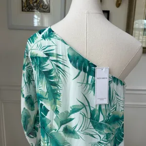 NWT Aura Women's Sleeveless Flutter Side Chiffon Maxi Dress Green Frond Print $1 thumbnail 6