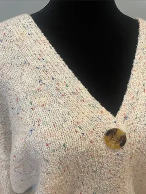 Lulus cream with multicolor specks Cardigan sweater small thumbnail 2
