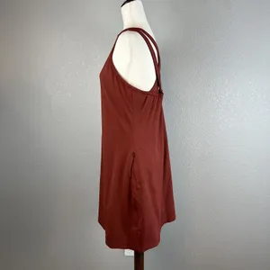 Title Nine Cirque De La Vie‎ Dress Built in Bra Size L Solid Fired Brick Red thumbnail 3