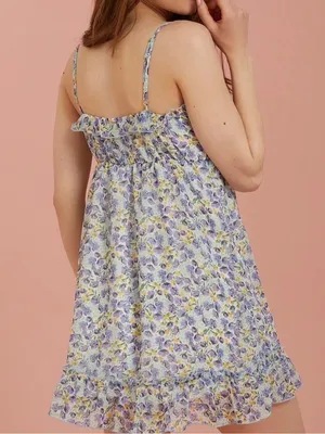 NEW Altar’d State Blue Floral Mini Dress Size XL NWT thumbnail 2